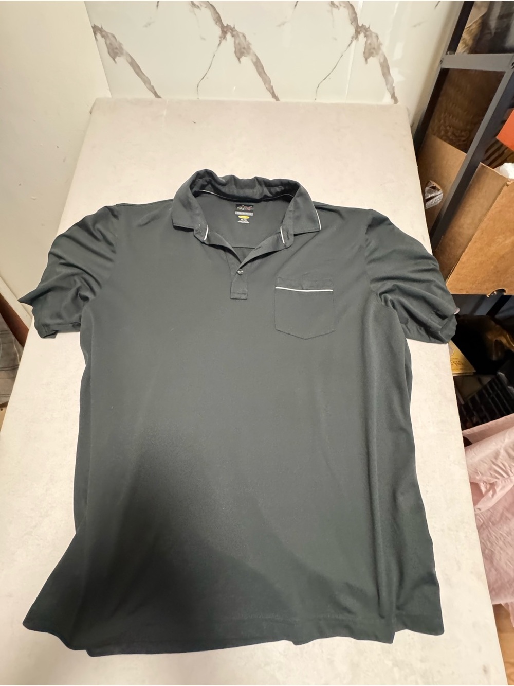 Greg Norman Collection Black Polo with Chest Pocket